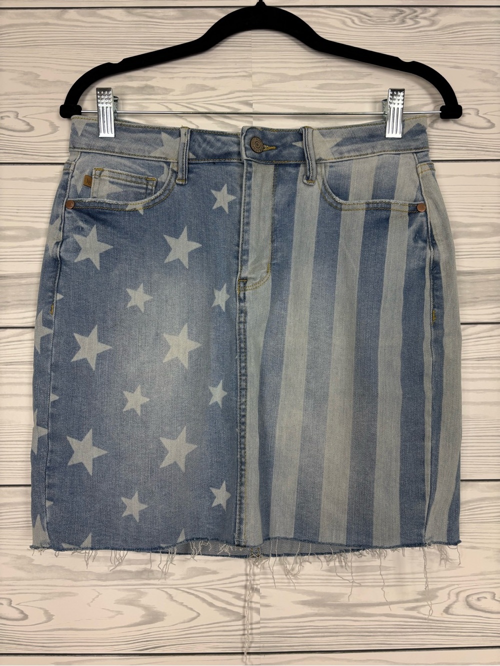 Judy Blue Stars and Stripes bleached Americana denim skirt medium patriotic